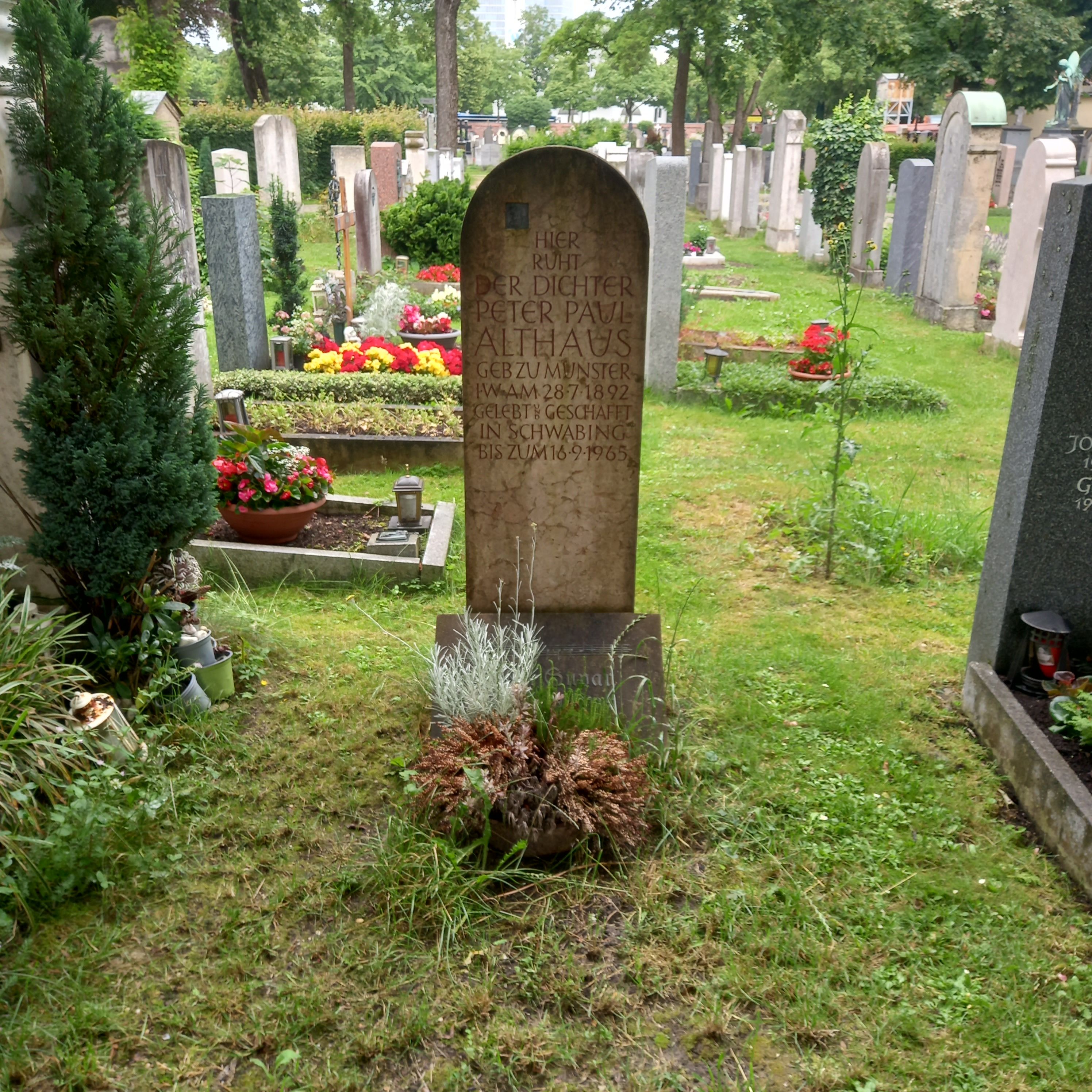Grabstätte von Peter Paul Althaus auf dem Nordfriedhof München
